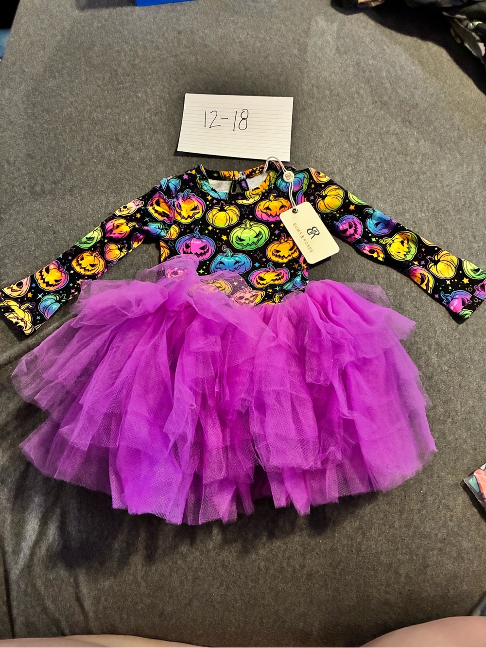 Bums & Roses Purple Glow Pumpkin Tutu Dress - Kids 12-18 NWT